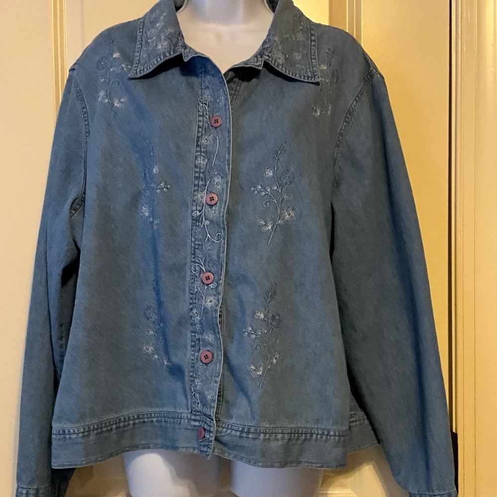 Rebecca Jones Denim Embroidered Jacket size 2X